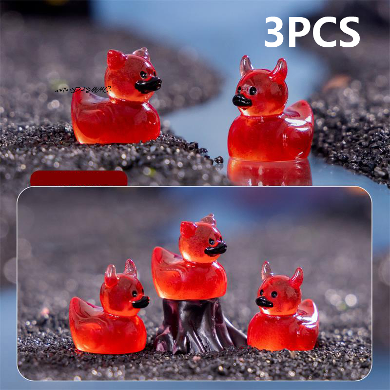 Car Accessories Oman - 3PCS/Bag Mini Resin Halloween Devil Duck