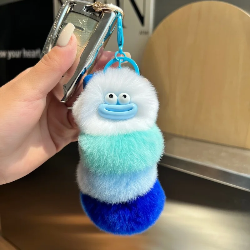 Car Accessories In Japan - Funny Plush Caterpillar Keychain Hair Ball