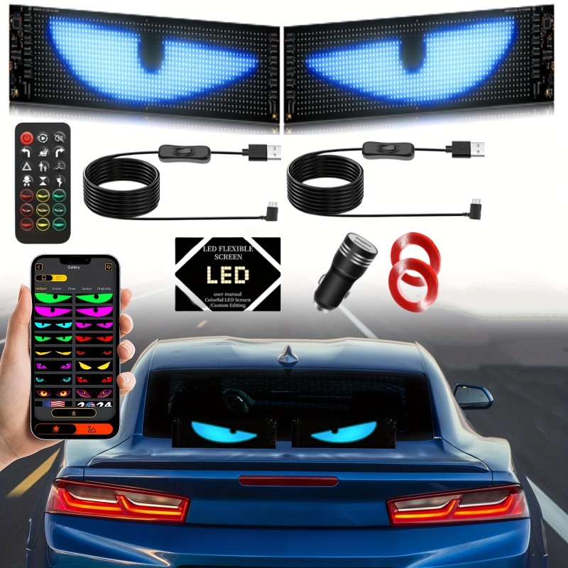 Car Accessories App - 2pcs LED Matrix Panel Sign USB