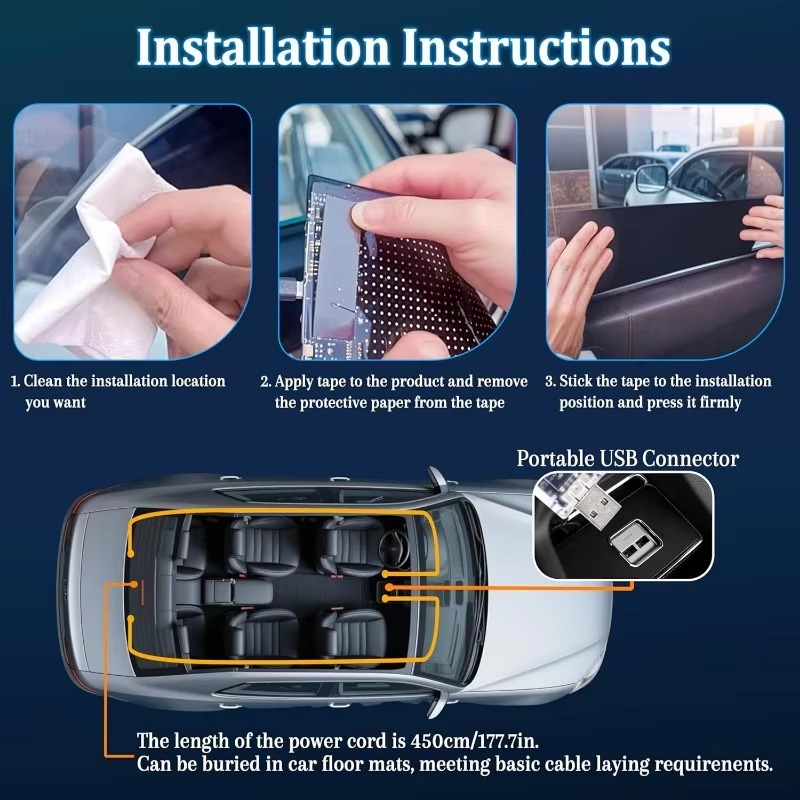 2pcs LED Matrix Panel Sign USB – Car Accessories App recenzja i cena